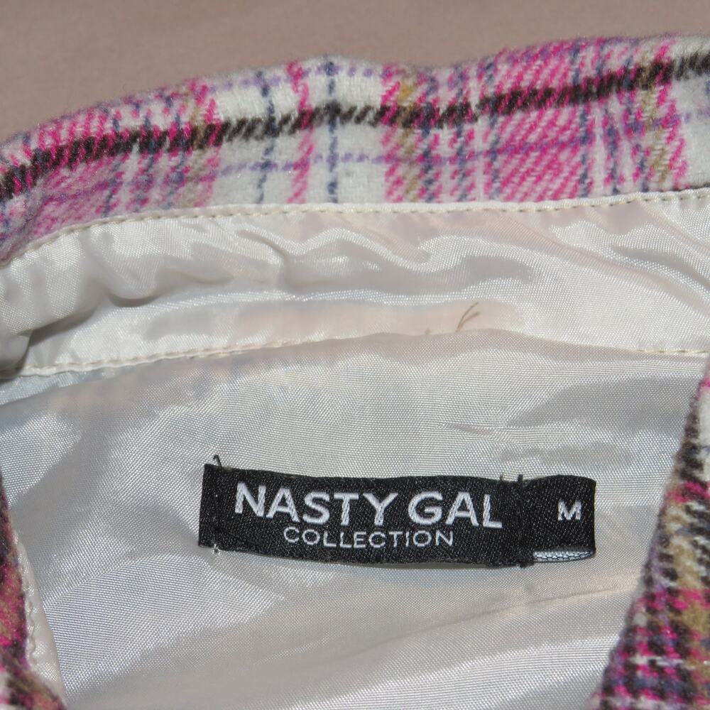 Nasty Gal Pink Plaid Print Longline Button Down  Shacket - Picture 9 of 10